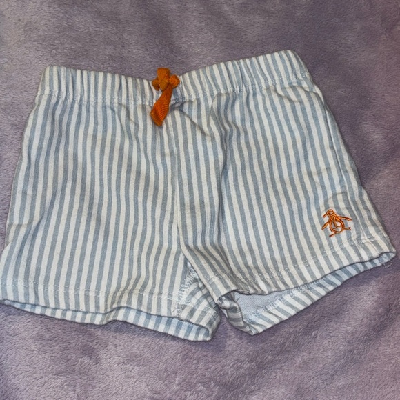 Original Penguin Baby Blue & White Vertical Striped Summer Shorts Size 3-6 Month - Picture 1 of 4